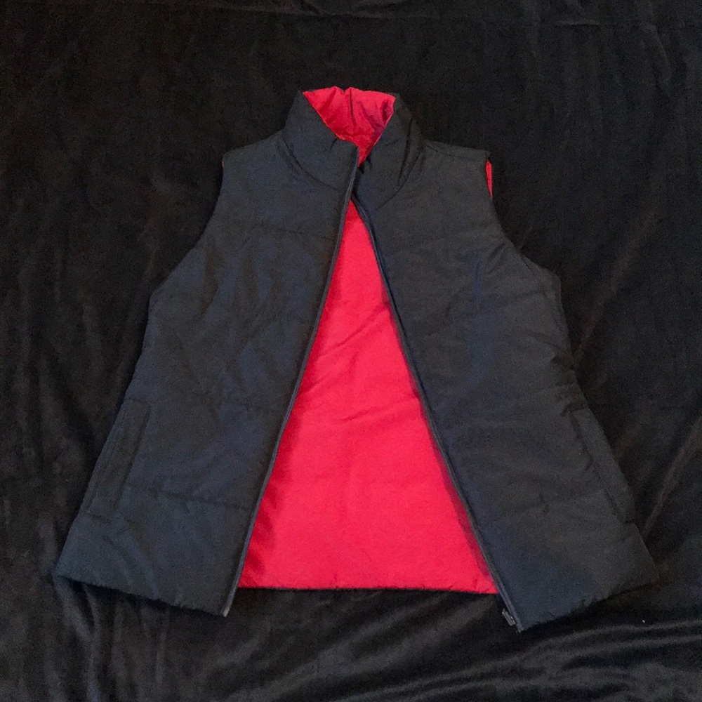 Black and Red Reversible Puffer Vest